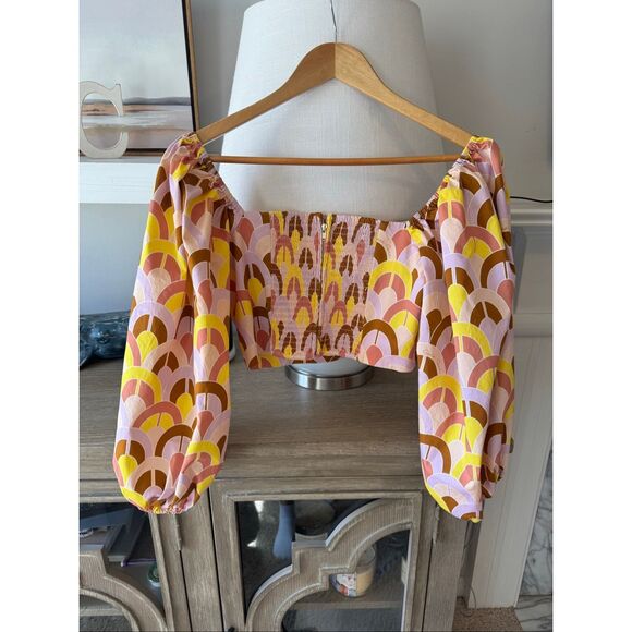 Cara Cara Pink Geometric Print Crop Top Size Small - Picture 3 of 10